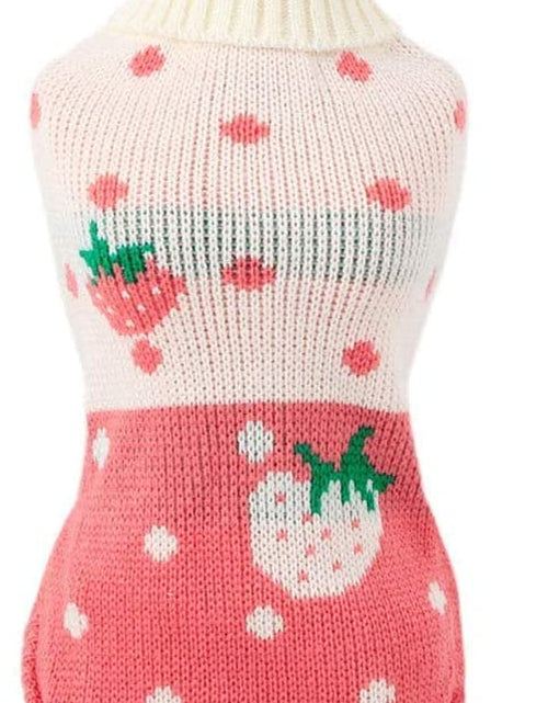Load image into Gallery viewer, Pet Dog Sweaters Classic Knitwear Turtleneck Winter Warm Puppy Clothing Cute Strawberry and Heart Doggie Sweater
