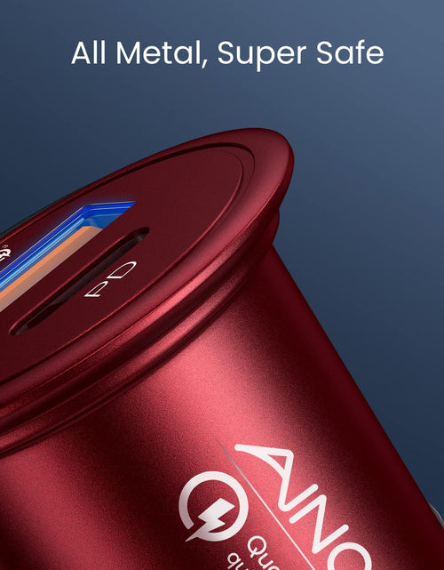 Load image into Gallery viewer, USB C Car Charger Super Mini  All Metal 36W Fast USB Car Charger PD&amp;QC 3.0 Dual Port Car Adapter Compatible with Iphone 12/12 Pro/Max/12 Mini/Iphone 11/Pro/Max/Xr/Xs/Max/8, Galaxy S21/20/10-Red
