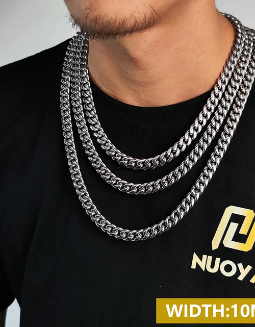 Load image into Gallery viewer, Drop Shipping Hip Hop Three Times Plated Stainless Steel Jewelry Bling Iced Miami Cuban Link Chain Necklace for Men
