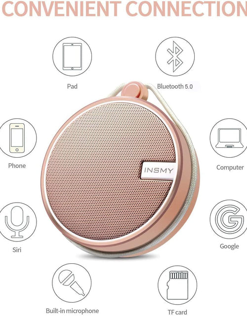 Load image into Gallery viewer, C12 IPX7 Waterproof Shower Bluetooth Speaker, Portable Small Speaker, Speakers Bluetooth Wireless Loud Clear Sound Support TF Card Suction Cup for Outdoor Kayak Canoe Beach Gift (Cashmere Pink)

