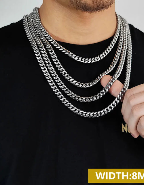 Load image into Gallery viewer, Drop Shipping Hip Hop Three Times Plated Stainless Steel Jewelry Bling Iced Miami Cuban Link Chain Necklace for Men
