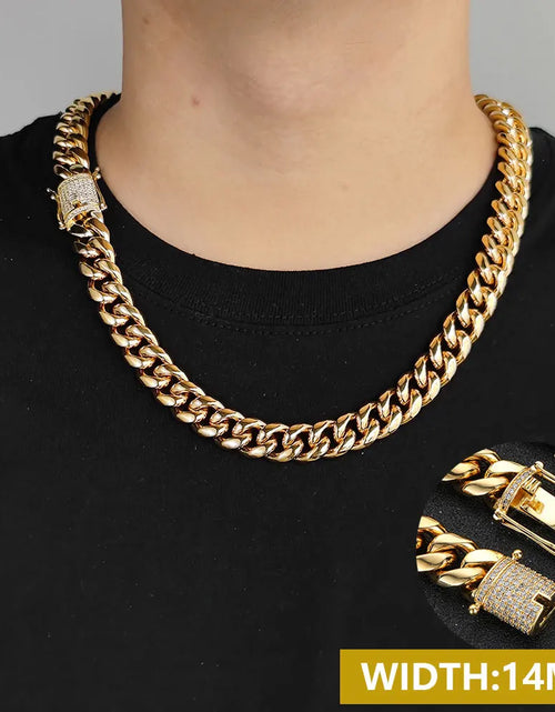 Load image into Gallery viewer, Drop Shipping Hip Hop Three Times Plated Stainless Steel Jewelry Bling Iced Miami Cuban Link Chain Necklace for Men
