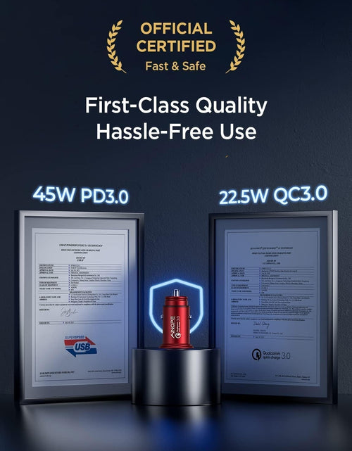 Load image into Gallery viewer, USB C Car Charger Super Mini  All Metal 36W Fast USB Car Charger PD&amp;QC 3.0 Dual Port Car Adapter Compatible with Iphone 12/12 Pro/Max/12 Mini/Iphone 11/Pro/Max/Xr/Xs/Max/8, Galaxy S21/20/10-Red
