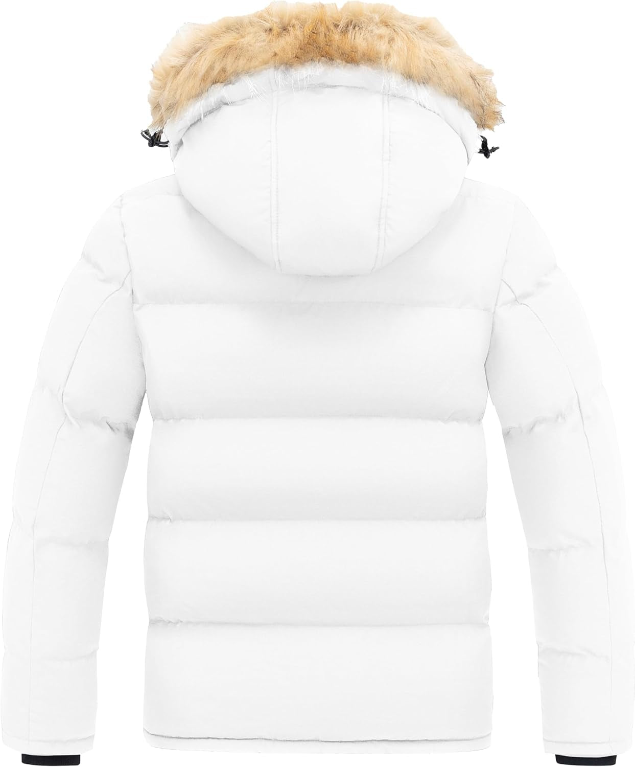 Men'S Puffer Jacket Cotton Coat with Removable Hood Black Small