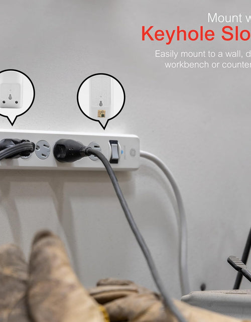 Load image into Gallery viewer, 6-Outlet Sur Protector, 15 Ft Extension Cord, Power Strip, 800 Joules, Flat Plug, Twist-To-Close Safety Covers, Protected Indicator Light, UL Listed, White, 50768
