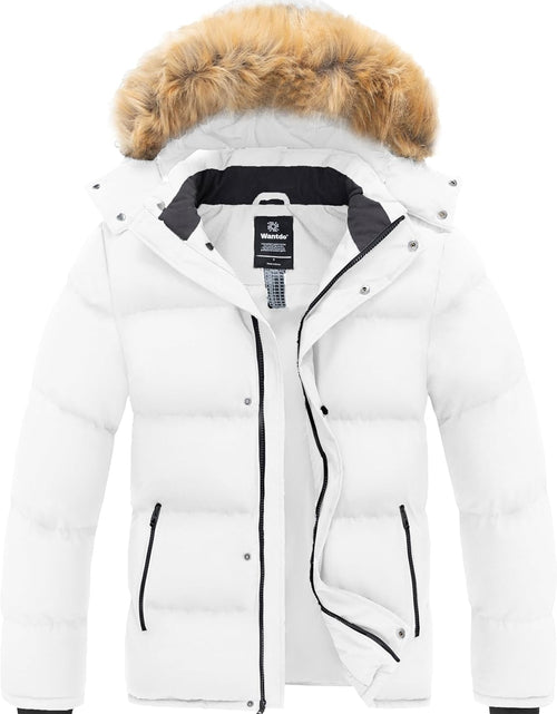 Load image into Gallery viewer, Men'S Puffer Jacket Cotton Coat with Removable Hood Black Small
