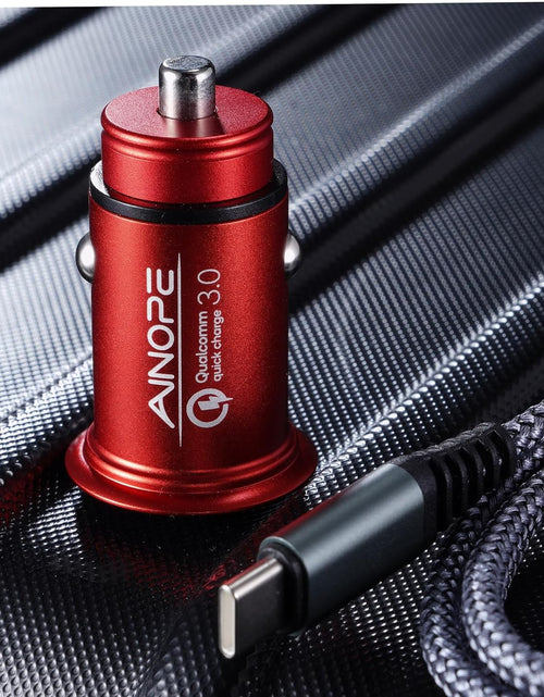 Load image into Gallery viewer, USB C Car Charger Super Mini  All Metal 36W Fast USB Car Charger PD&amp;QC 3.0 Dual Port Car Adapter Compatible with Iphone 12/12 Pro/Max/12 Mini/Iphone 11/Pro/Max/Xr/Xs/Max/8, Galaxy S21/20/10-Red
