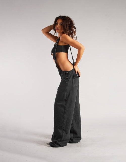 Load image into Gallery viewer, Y2K Zipper Denim Overalls with Pockets Fashion Loose Suspender Jumpsuit Streetwear Jeans Pants Womens Clothing
