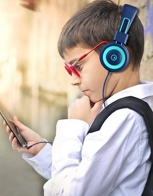 Load image into Gallery viewer, Kids Headphones -  K11 Foldable Stereo Tangle-Free 3.5Mm Jack Wired Cord On-Ear Headset for Children/Teens/Boys/Girls/Smartphones/School/Kindle/Airplane Travel/Plane/Tablet (Navy/Teal)
