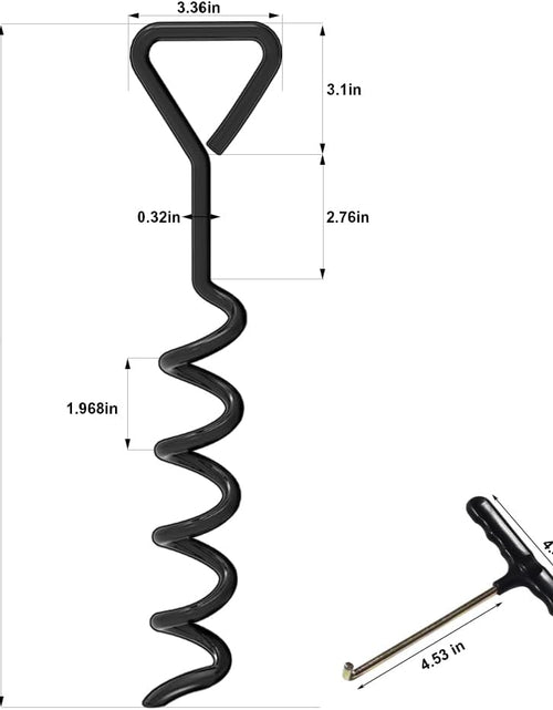 Load image into Gallery viewer, USA Trampoline Stakes Heavy Duty Trampoline Parts Corkscrew Shape Steel Stakes Anchor Kit with T Hook for Trampolines -Set of 4 Bonus 4 Strong Belt
